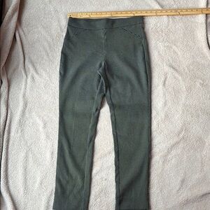 High-Waisted Pull On Black and White  Polka Dot Straight Leg Dress Pants